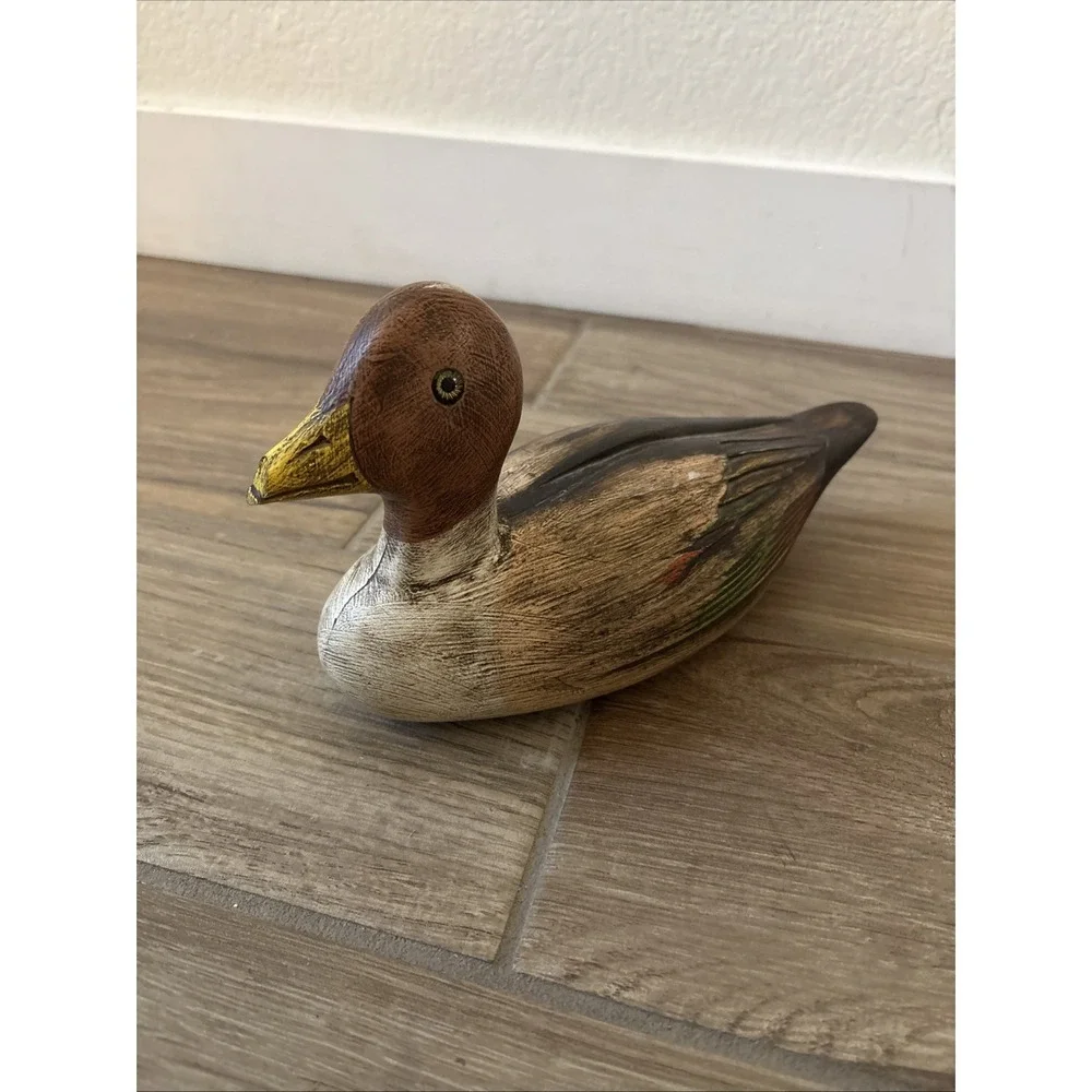 Vintage Resin Red Green-winged Teal Duck Figurine 10